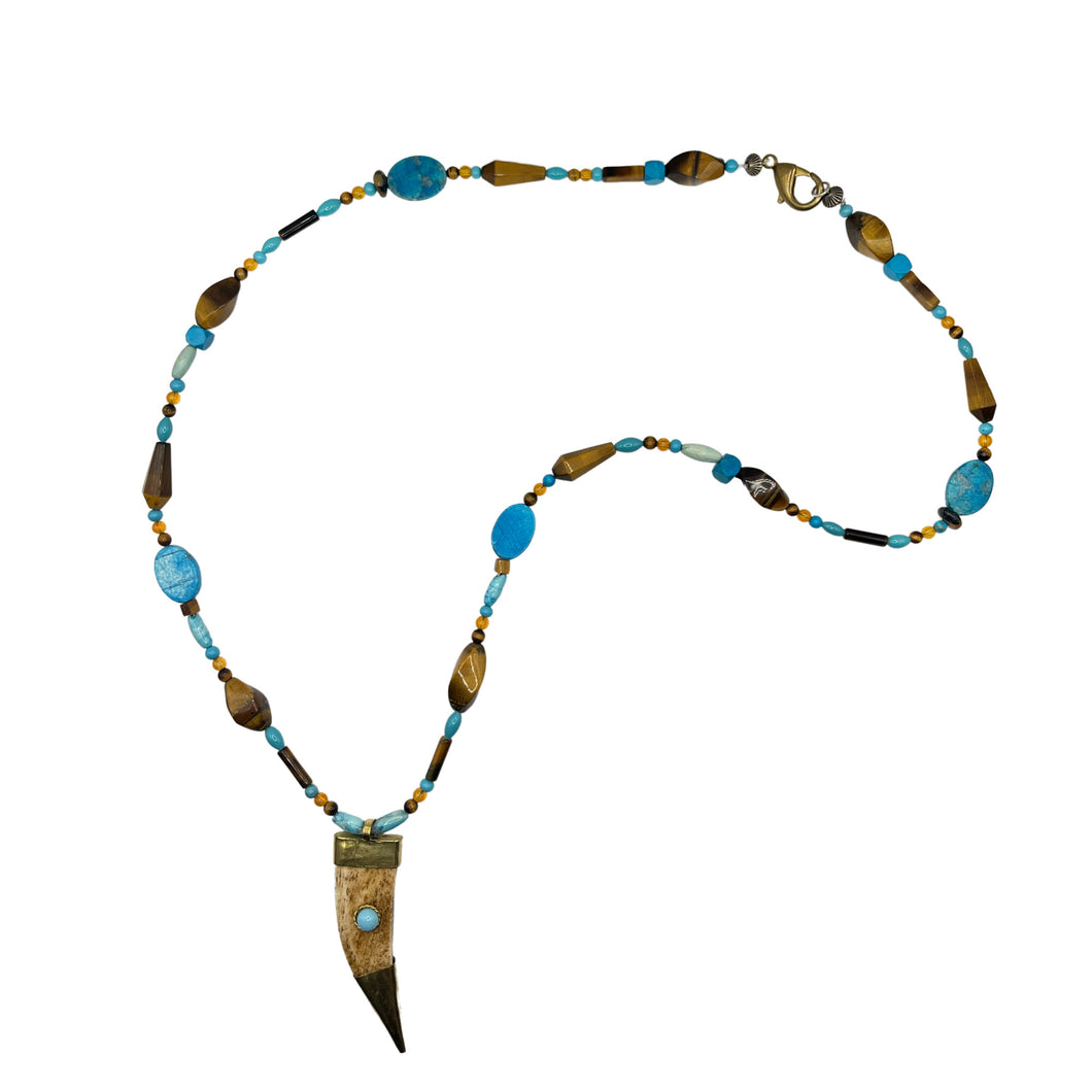 Tribal Beaded Horn Necklace