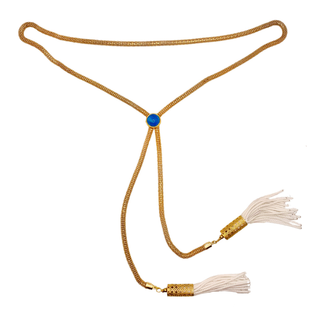 Turq White Tassel Bolo